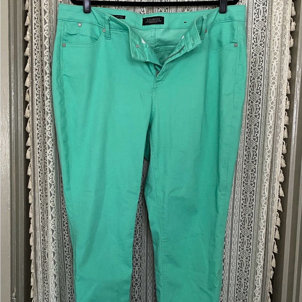 Talbot Flawless Five Pocket Women’s Petite Green Slim Ankle Jeans